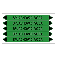 Značení potrubí, splachovací voda,5 ks, 150 × 12 mm